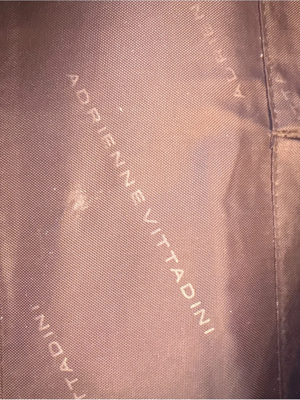 Vintage Adrienne Vittadini Brown Nylon Satchel Faux Croc Leather Duffel/Tote Bag